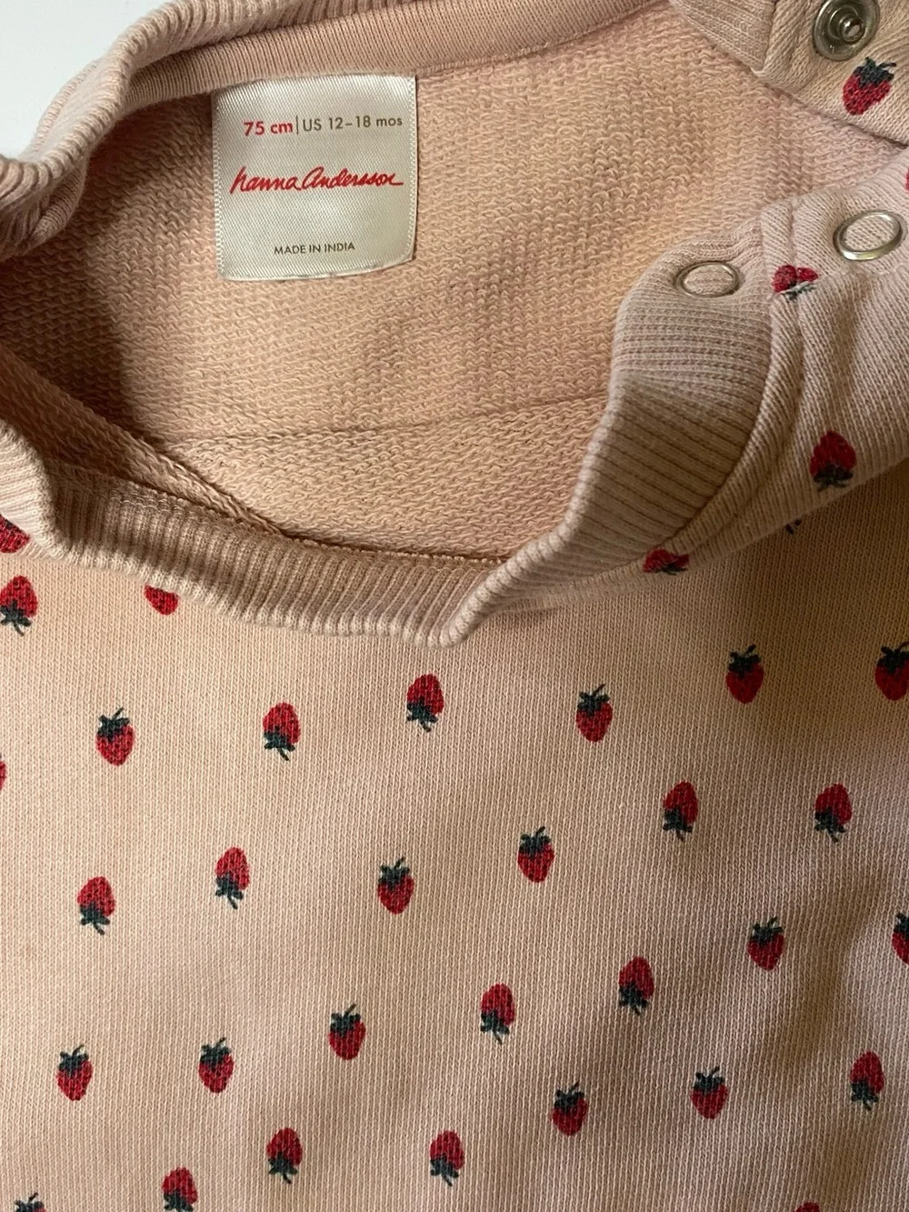 Hanna Andersson 3 Piece Set Pale Pink With Strawberry Print Size 12-18 Months
